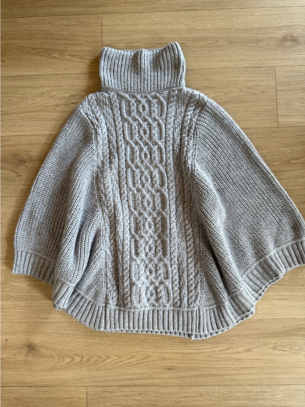 Aran Crafts 100% Merino Wool Cable knit Turtleneck Poncho